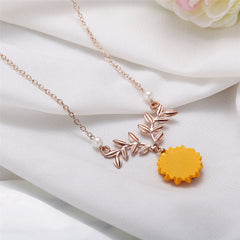 Pearl & Resin 18K Rose Gold-Plated Sunflower Pendant Necklace