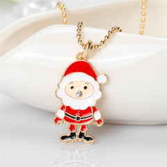 Cubic Zirconia & Enamel 18K Gold-Plated Santa Claus Pendant Necklace