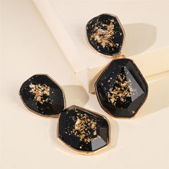 Black Resin & 18K Gold-Plated Geometric Drop Earrings