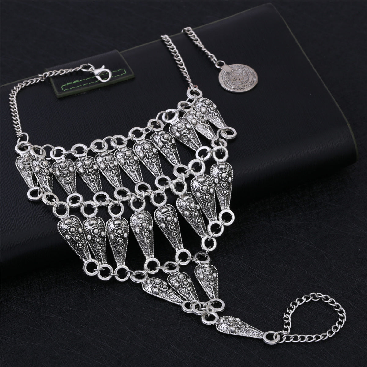 Silver-Plated Tassel Ankle-To-Toe Ring Anklet