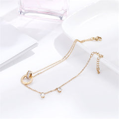 18K Rose Gold-Plated & Cubic Zirconia Crossing Ring Charm Anklet
