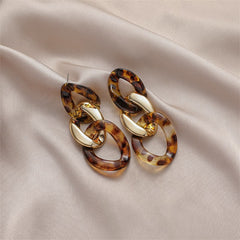 Brown Resin & 18K Gold-Plated Tortoise Curb Chain Drop Earrings