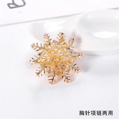 Pearl and 18K Gold-Plated Snowflake Brooch, gold brooch pin, everyday style, styled look