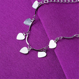 Fine Silver-Plated Heart Station Anklet