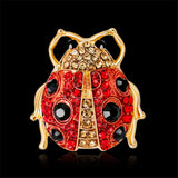 Black Cubic Zirconia & 18k Gold-Plated Ladybug Brooch