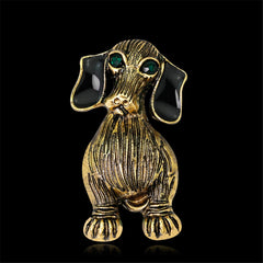 18K Gold-Plated Dog Brooch
