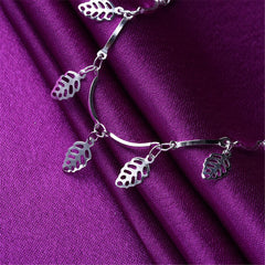 Silver-Plated Leaf Station Anklet