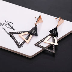 18K Rose Gold-Plated Triple Triangle Drop Earring