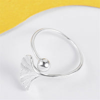 Sterling Silver Gingko Leaf Bypass Ring