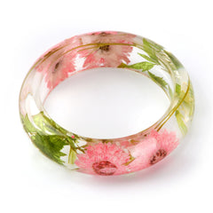 Green & Pink Dried Flower Bangle