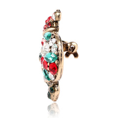 Green Crystal & Cubic Zirconia Santa Brooch