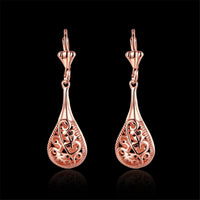Rose Goldtone Long Drop Earrings - streetregion