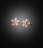 Cubic Zirconia & 18k Rose Gold-Plated Flower Stud Earrings