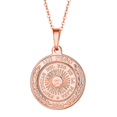 18k Rose Gold-Plated Argencoppere Peso Pendant Necklace - streetregion