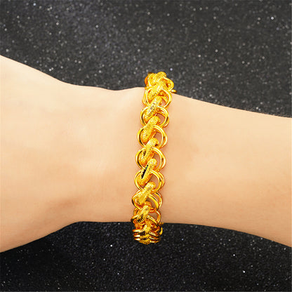 24K Gold-Plated Intertwined Bracelet, gold bracelet for women, everyday style, detail close-up