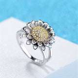 Cubic Zirconia & Two-Tone Sunflower Ring