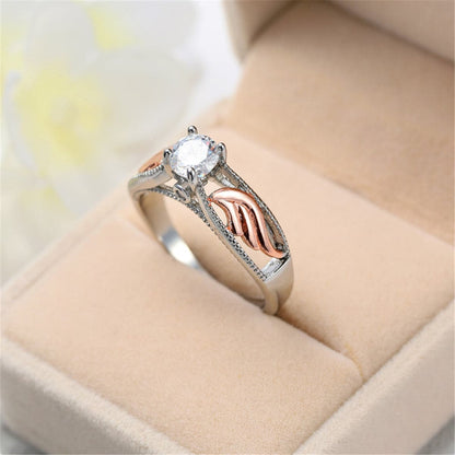 Crystal and Two-Tone Floral Ring, jewelry gift sets for women, dainty minimalist design, side view
