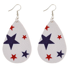 White & Navy Polystyrene Starry Teardrop Drop Earrings