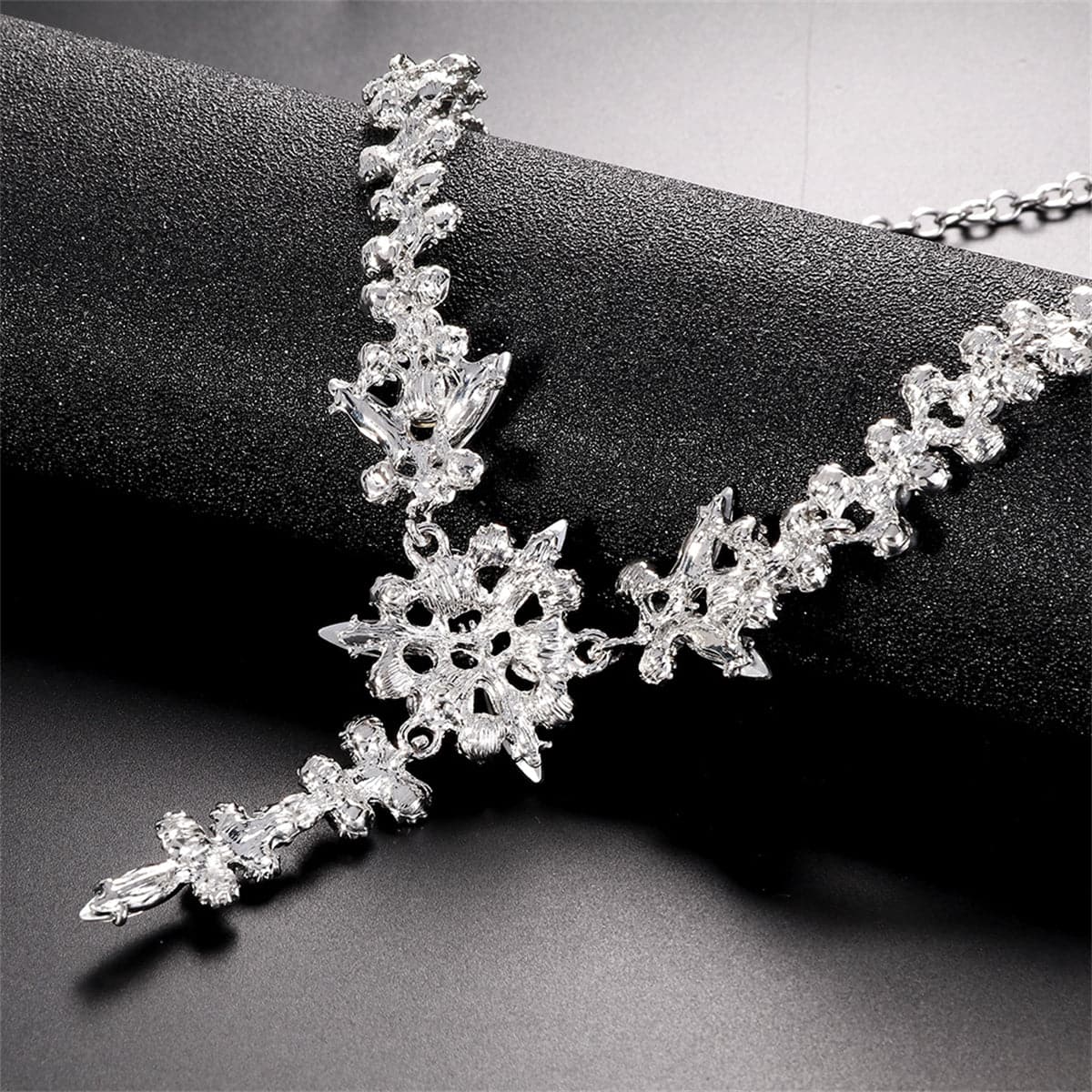 Crystal and Crystal Silver-Plated Botany Drop Earrings and Necklace, silver drop earrings for women, side view