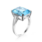 Sky Blue Cubic Zirconia & Crystal Radiant-Cut Ring