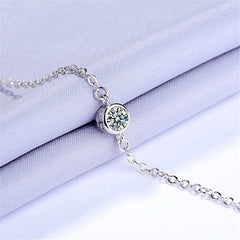 Cubic Zirconia & Silver-Plated Bezel Charm Bracelet