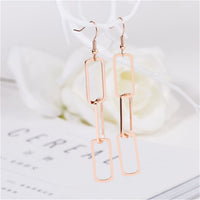 18k Rose Gold-Plated Triple Rectangle Drop Earring - streetregion