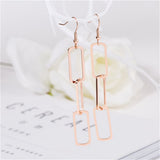 18k Rose Gold-Plated Triple Rectangle Drop Earring - streetregion