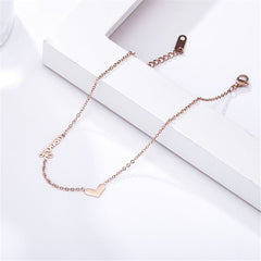 18K Rose Gold-Plated Heart 'Love' Anklet