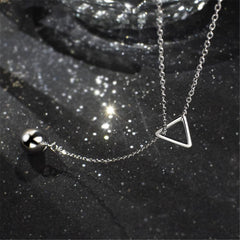 Bead & Silvertone Triangle & Bead Pendant Necklace - streetregion