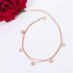 18K Rose Gold-Plated Gingko Leaves Charm Bracelet