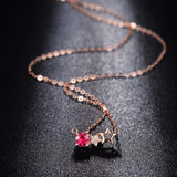 Red Crystal & Cubic Zirconia Star Pendant Necklace