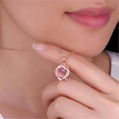 Pink Ross Quartz & 18K Rose Gold-Plated Heart Pendant Necklace
