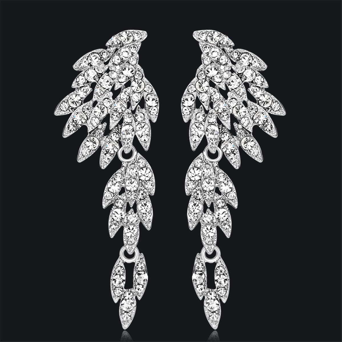 Cubic Zirconia & Silver-Plated Wings Drop Earrings
