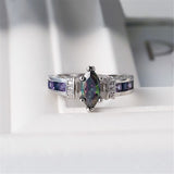 Purple Cubic Zirconia & Crystal Marquise Cut Channel Oil Slick Ring