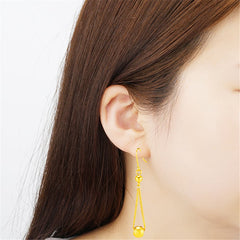 24K Gold-Plated Round Bead Drop Earrings