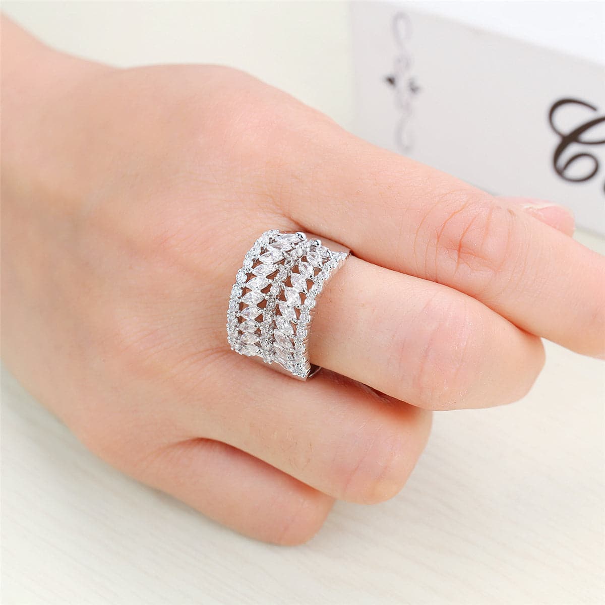 Cubic Zirconia & Crystal Marquise-Cut Ring