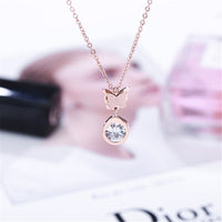 cubic zirconia & 18k Rose Gold-Plated Butterfly Pendant Necklace - streetregion