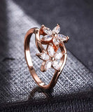 Cubic Zirconia & 18k Rose Gold-Plated Double Clover Ring