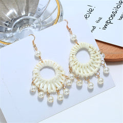 Rattan & Pearl 18K Gold-Plated Drop Earrings