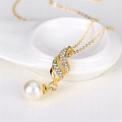 Cubic Zirconia & Pearl 18K Gold-Plated Wing Drop Earrings & Pendant Necklace