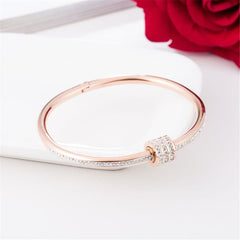 cubic zirconia & 18k Rose Gold-Plated Coil Bangle - streetregion