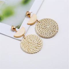 Wood & Rattan Tiered Drop Earrings