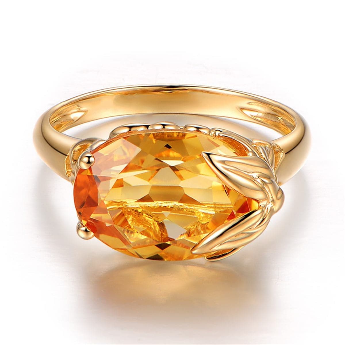 Yellow Crystal & 18K Gold-Plated Floral Ring