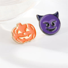 Purple Devil Brooch & Orange Pumpkin Brooch