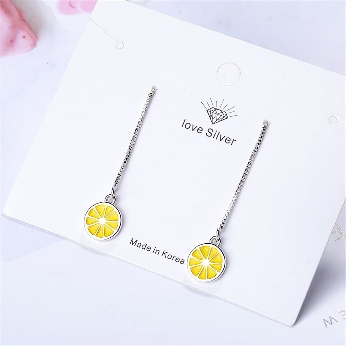 Yellow & Silver-Plated Lemon Threader Earrings
