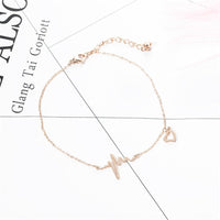 18k Rose Gold-Plated Electrocardiogram & Heart Anklet