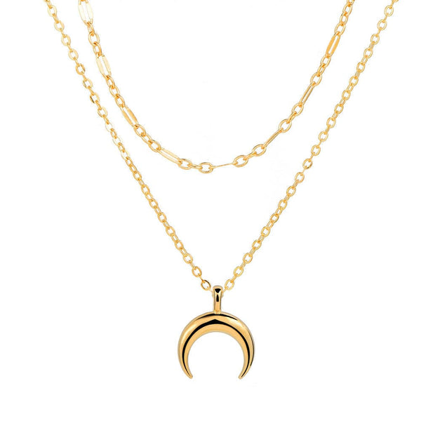 18K Gold-Plated Moon Layered Pendant Necklace