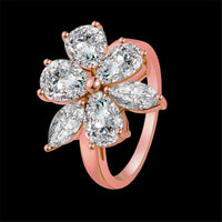 Crystal & Rose Goldtone Floral Ring