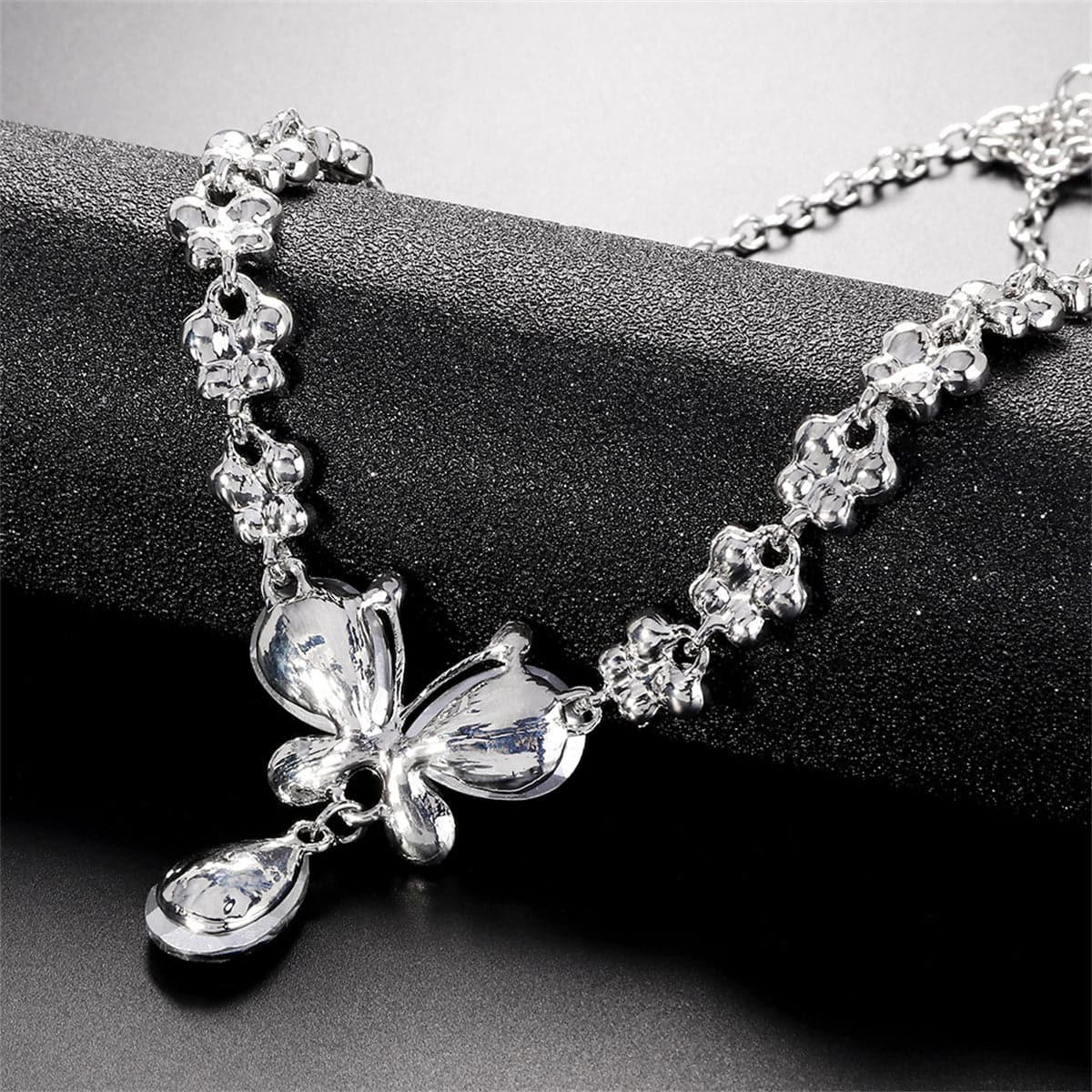 Crystal & Cubic Zirconia Butterfly Drop Earrings & Necklace Set