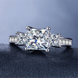 Cubic Zirconia & Silver-Plated Triple Princess-Cut Ring